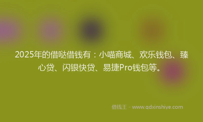 2025年的借哒借钱有：小喵商城、欢乐钱包、臻心贷、闪银快贷、易捷Pro钱包等。
