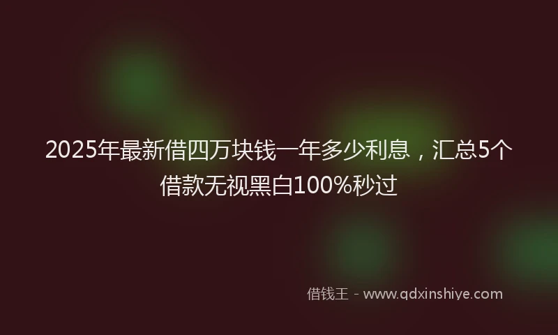 2025年最新借四万块钱一年多少利息，汇总5个借款无视黑白100%秒过
