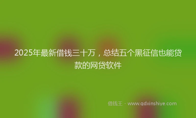 2025年最新借钱三十万，总结五个黑征信也能贷款的网贷软件