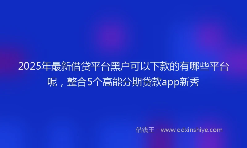 2025年最新借贷平台黑户可以下款的有哪些平台呢，整合5个高能分期贷款app新秀