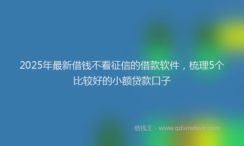 2025年最新借钱不看征信的借款软件，梳理5个比较好的小额贷款口子