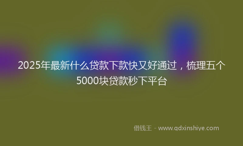 2025年最新什么贷款下款快又好通过，梳理五个5000块贷款秒下平台