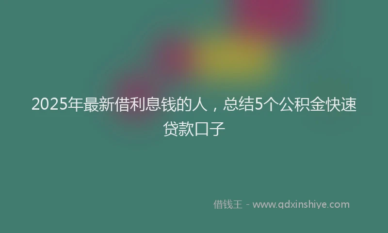 2025年最新借利息钱的人，总结5个公积金快速贷款口子