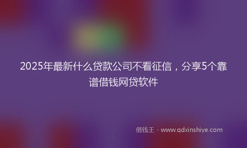 2025年最新什么贷款公司不看征信，分享5个靠谱借钱网贷软件