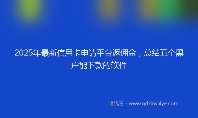 2025年最新信用卡申请平台返佣金，总结五个黑户能下款的软件