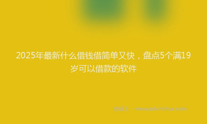 2025年最新什么借钱借简单又快，盘点5个满19岁可以借款的软件