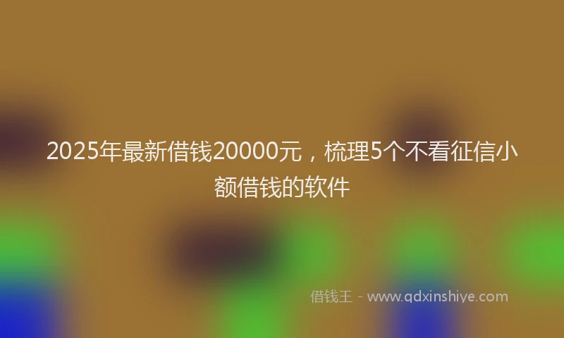 2025年最新借钱20000元，梳理5个不看征信小额借钱的软件