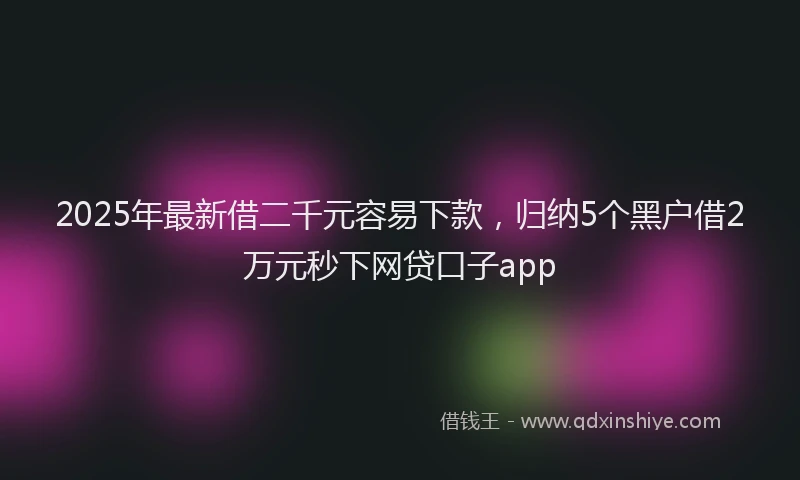 2025年最新借二千元容易下款，归纳5个黑户借2万元秒下网贷口子app