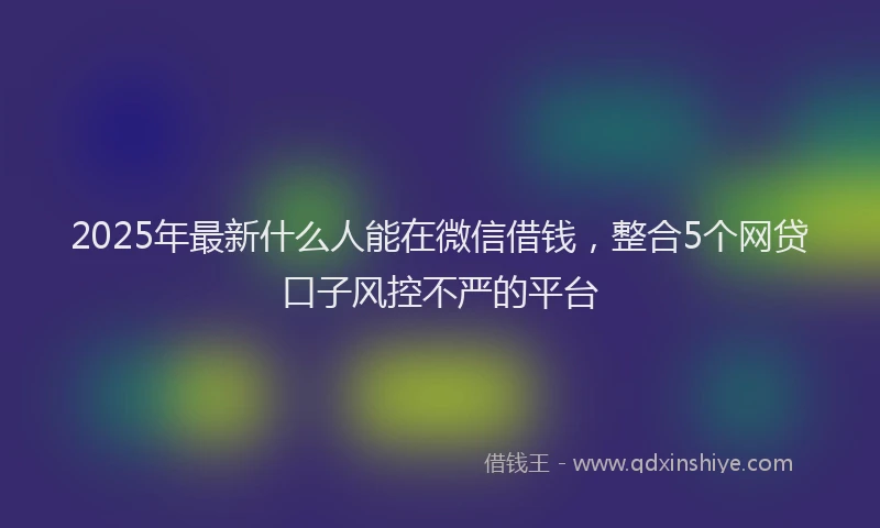 2025年最新什么人能在微信借钱，整合5个网贷口子风控不严的平台