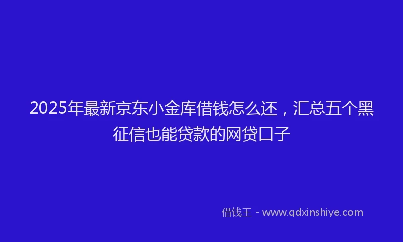 2025年最新京东小金库借钱怎么还，汇总五个黑征信也能贷款的网贷口子