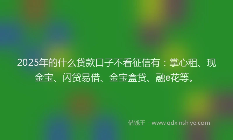 2025年的什么贷款口子不看征信有：掌心租、现金宝、闪贷易借、金宝盒贷、融e花等。