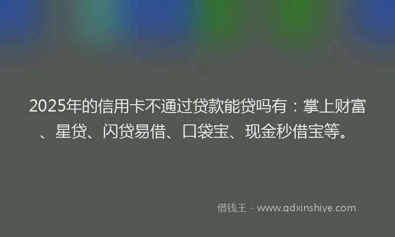 2025年的信用卡不通过贷款能贷吗有：掌上财富、星贷、闪贷易借、口袋宝、现金秒借宝等。
