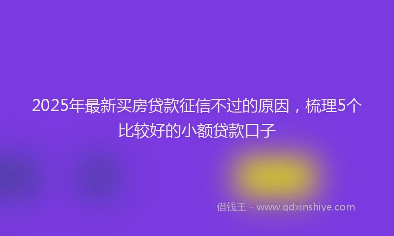 2025年最新买房贷款征信不过的原因，梳理5个比较好的小额贷款口子
