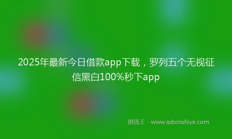 2025年最新今日借款app下载，罗列五个无视征信黑白100%秒下app