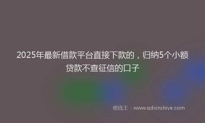 2025年最新借款平台直接下款的，归纳5个小额贷款不查征信的口子