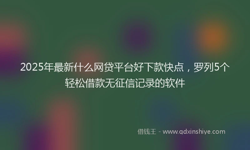 2025年最新什么网贷平台好下款快点，罗列5个轻松借款无征信记录的软件