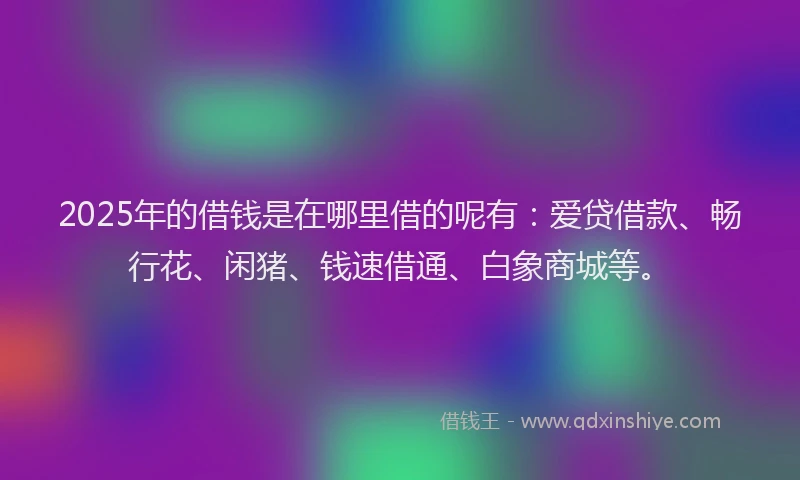 2025年的借钱是在哪里借的呢有：爱贷借款、畅行花、闲猪、钱速借通、白象商城等。