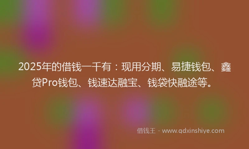 2025年的借钱一千有：现用分期、易捷钱包、鑫贷Pro钱包、钱速达融宝、钱袋快融途等。