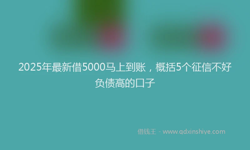 2025年最新借5000马上到账，概括5个征信不好负债高的口子