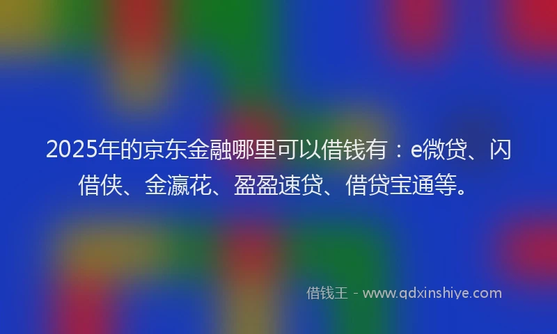 2025年的京东金融哪里可以借钱有：e微贷、闪借侠、金瀛花、盈盈速贷、借贷宝通等。