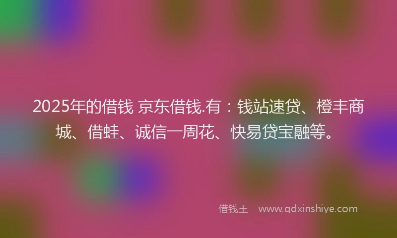 2025年的借钱 京东借钱.有：钱站速贷、橙丰商城、借蛙、诚信一周花、快易贷宝融等。