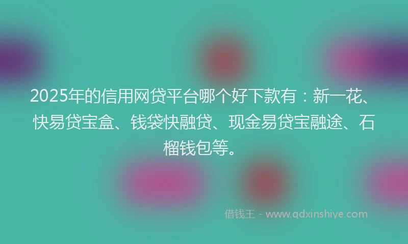 2025年的信用网贷平台哪个好下款有：新一花、快易贷宝盒、钱袋快融贷、现金易贷宝融途、石榴钱包等。