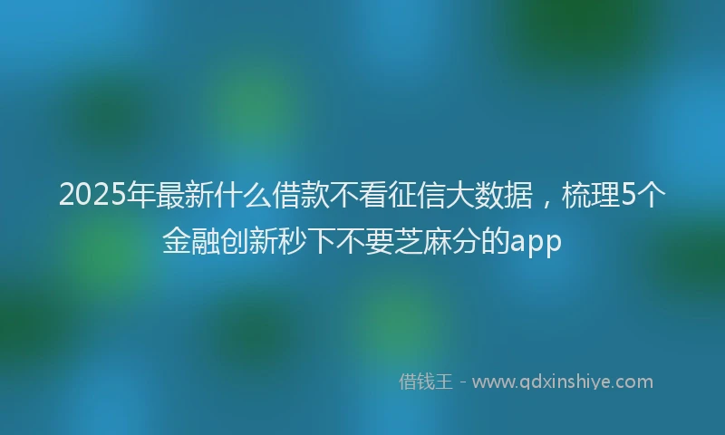 2025年最新什么借款不看征信大数据，梳理5个金融创新秒下不要芝麻分的app