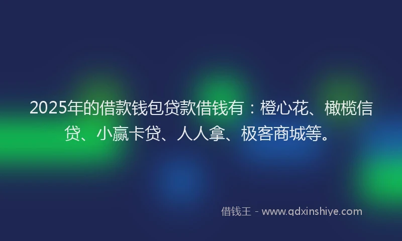 2025年的借款钱包贷款借钱有：橙心花、橄榄信贷、小赢卡贷、人人拿、极客商城等。