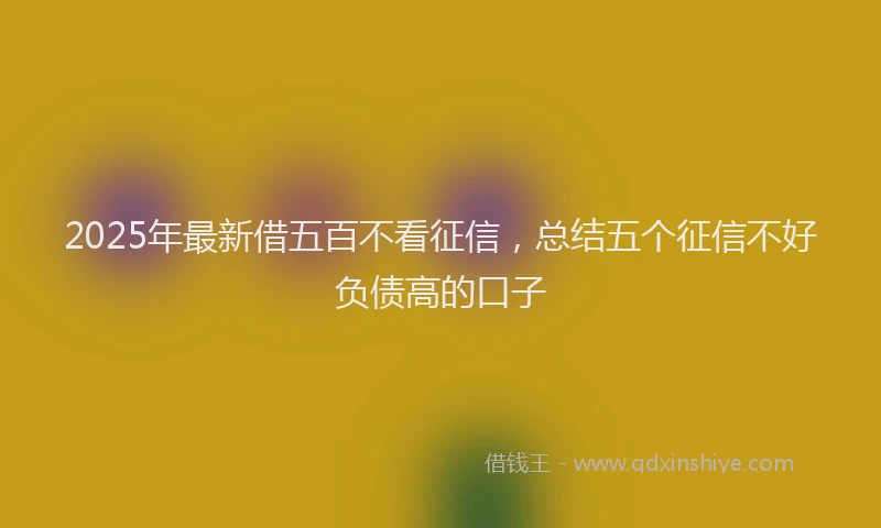 2025年最新借五百不看征信，总结五个征信不好负债高的口子