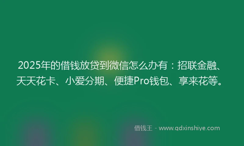 2025年的借钱放贷到微信怎么办有：招联金融、天天花卡、小爱分期、便捷Pro钱包、享来花等。
