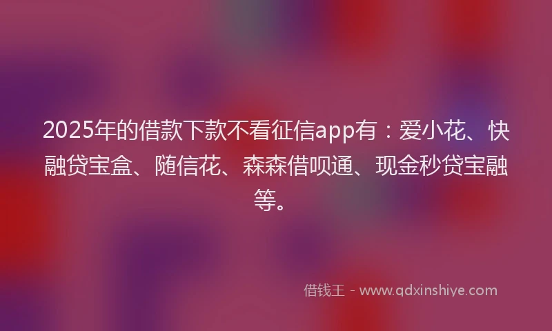 2025年的借款下款不看征信app有：爱小花、快融贷宝盒、随信花、森森借呗通、现金秒贷宝融等。