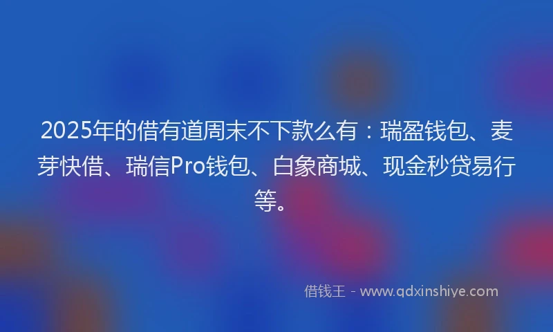 2025年的借有道周末不下款么有：瑞盈钱包、麦芽快借、瑞信Pro钱包、白象商城、现金秒贷易行等。