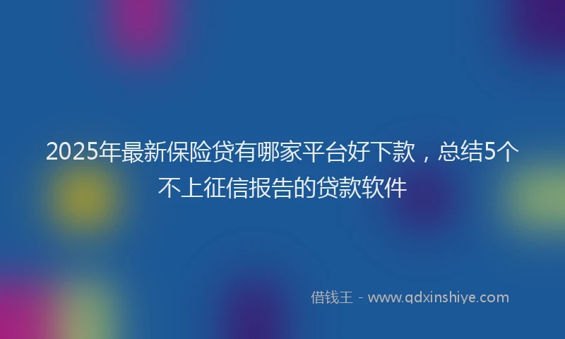 2025年最新保险贷有哪家平台好下款，总结5个不上征信报告的贷款软件