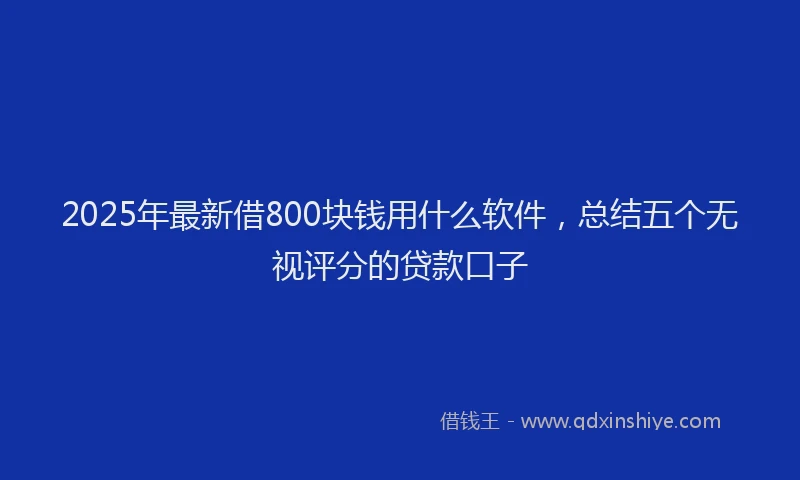 2025年最新借800块钱用什么软件，总结五个无视评分的贷款口子