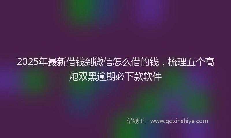 2025年最新借钱到微信怎么借的钱，梳理五个高炮双黑逾期必下款软件
