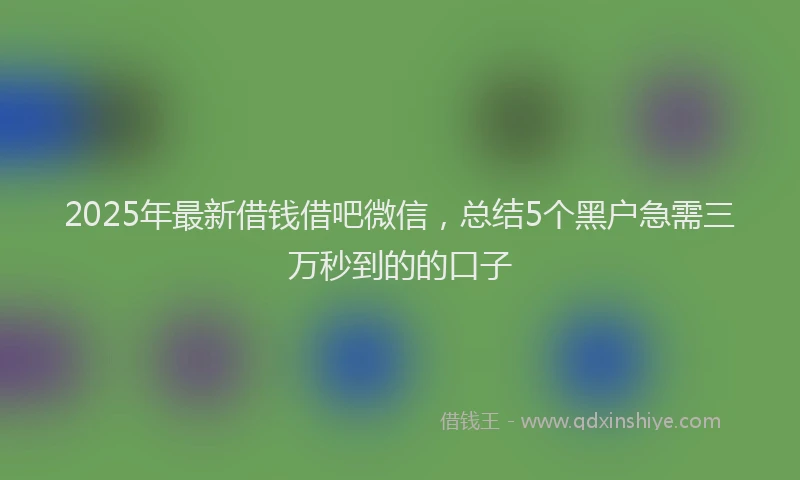 2025年最新借钱借吧微信，总结5个黑户急需三万秒到的的口子