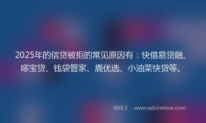 2025年的信贷被拒的常见原因有：快借易贷融、哆宝贷、钱袋管家、鹿优选、小油菜快贷等。