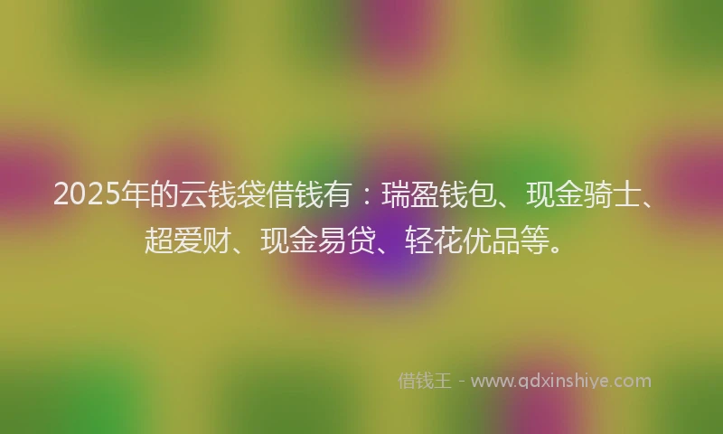 2025年的云钱袋借钱有：瑞盈钱包、现金骑士、超爱财、现金易贷、轻花优品等。