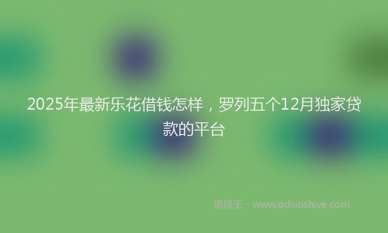 2025年最新乐花借钱怎样，罗列五个12月独家贷款的平台