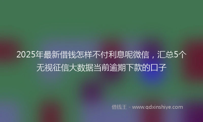 2025年最新借钱怎样不付利息呢微信，汇总5个无视征信大数据当前逾期下款的口子