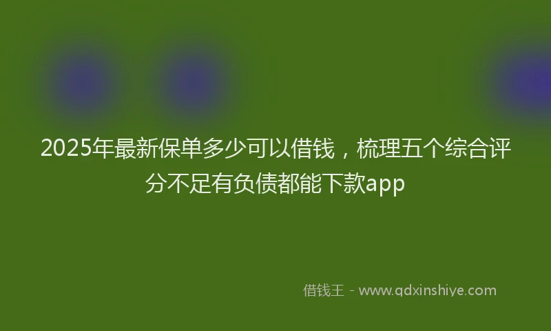 2025年最新保单多少可以借钱，梳理五个综合评分不足有负债都能下款app