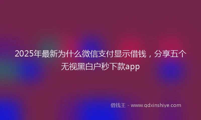 2025年最新为什么微信支付显示借钱，分享五个无视黑白户秒下款app