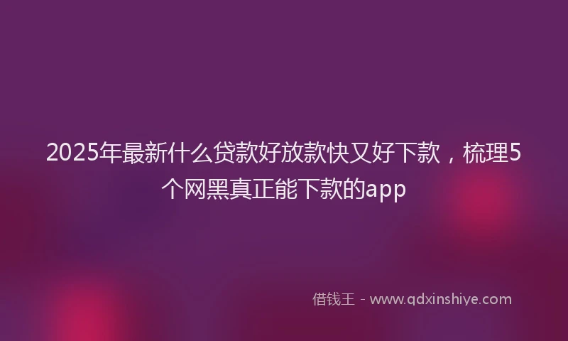 2025年最新什么贷款好放款快又好下款，梳理5个网黑真正能下款的app