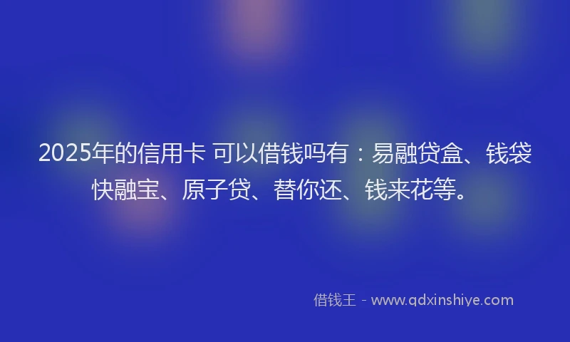 2025年的信用卡 可以借钱吗有：易融贷盒、钱袋快融宝、原子贷、替你还、钱来花等。