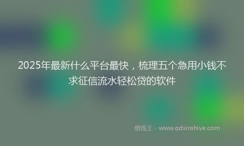 2025年最新什么平台最快，梳理五个急用小钱不求征信流水轻松贷的软件