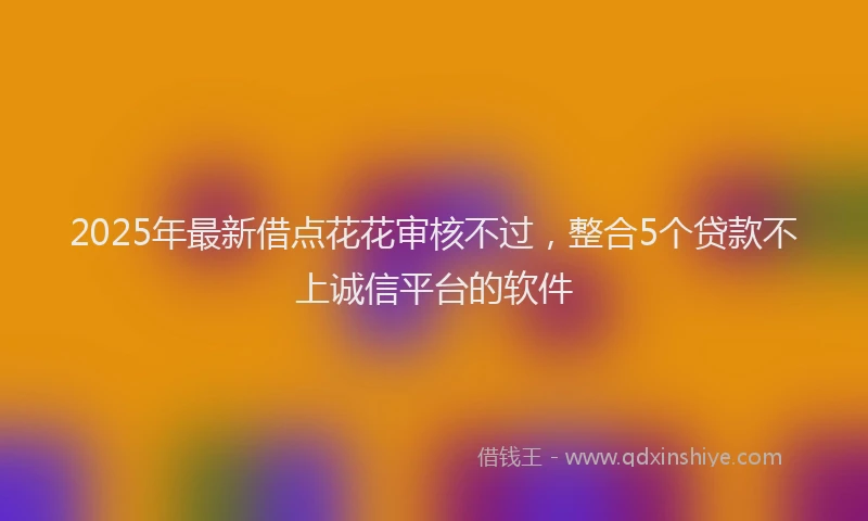 2025年最新借点花花审核不过，整合5个贷款不上诚信平台的软件