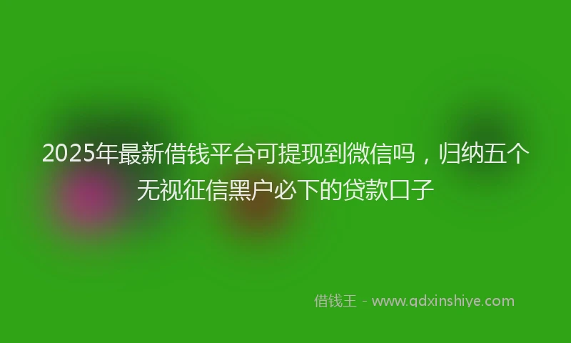 2025年最新借钱平台可提现到微信吗，归纳五个无视征信黑户必下的贷款口子