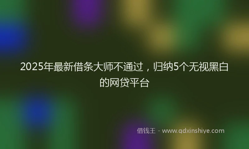 2025年最新借条大师不通过，归纳5个无视黑白的网贷平台