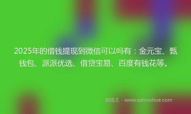 2025年的借钱提现到微信可以吗有：金元宝、甄钱包、派派优选、借贷宝易、百度有钱花等。