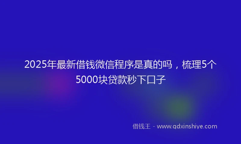 2025年最新借钱微信程序是真的吗，梳理5个5000块贷款秒下口子